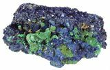 Azurite Crystal Cluster with Fibrous Malachite - Laos #50777-1